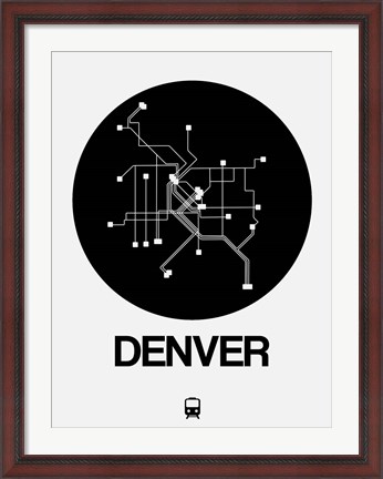 Framed Denver Black Subway Map Print