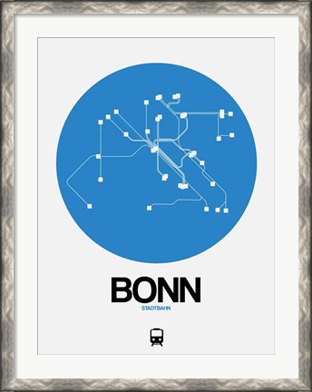Framed Bonn Blue Subway Map Print