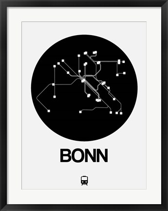Framed Bonn Black Subway Map Print