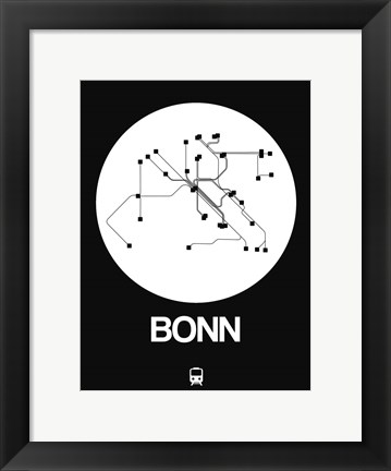 Framed Bonn White Subway Map Print