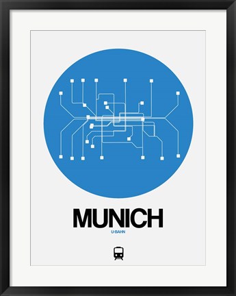 Framed Munich Blue Subway Map Print