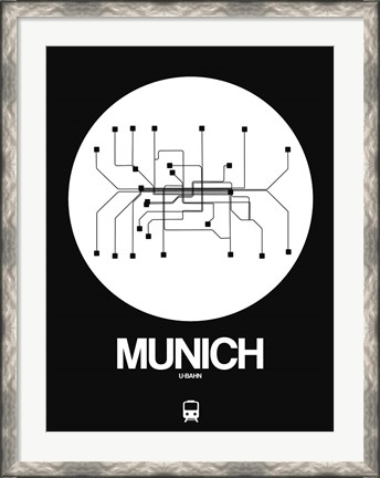 Framed Munich White Subway Map Print
