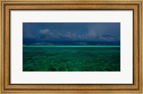 Framed Cloudscape over Caribbean sea, Great Exuma Island, Bahamas Print
