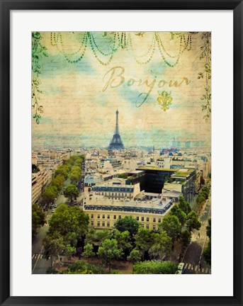 Framed Bonjour Paris Print