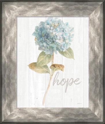 Framed Garden Hydrangea on Wood Hope Print