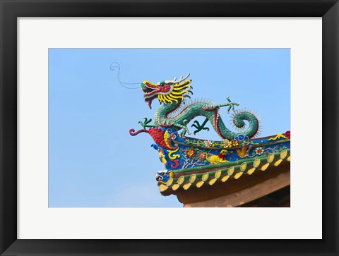 Framed Dragon Sculpture, South Putuo Temple, Xiamen, Fujian Province, China Print