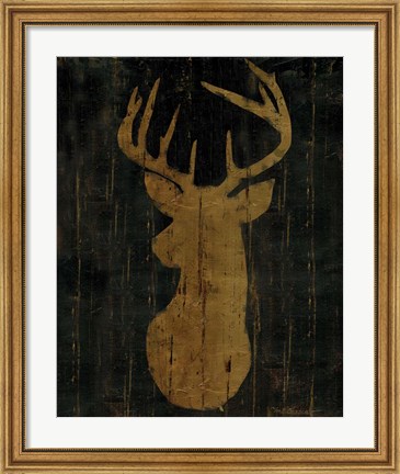 Framed Rustic Lodge Animals Deer Head Print