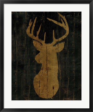 Framed Rustic Lodge Animals Deer Head Print