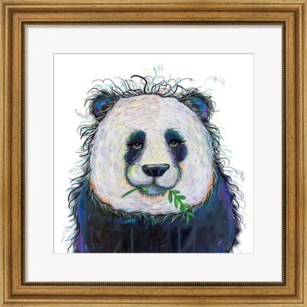 Framed Panda with Leaf Print