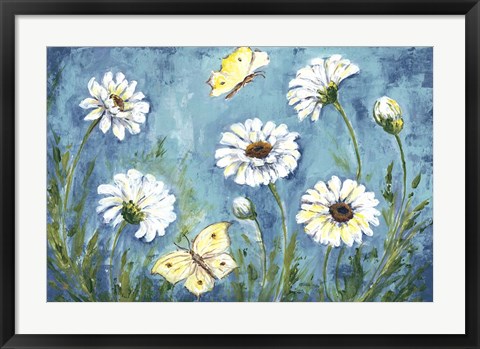 Framed Daisies and Butterfly Meadow Print