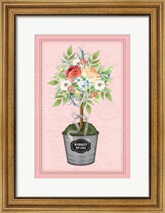 Framed Floral Topiary - Pink Print
