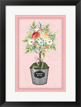 Framed Floral Topiary - Pink Print