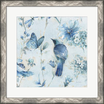 Framed Indigold XII Light Blue Print