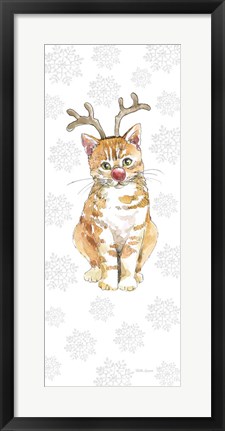 Framed Christmas Kitties III Snowflakes Print