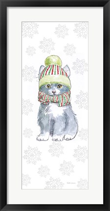 Framed Christmas Kitties II Snowflakes Print