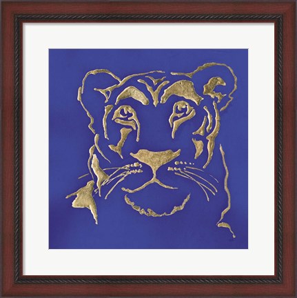 Framed Gilded Lioness Indigo Print