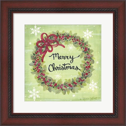 Framed Merry Christmas Wreath Print