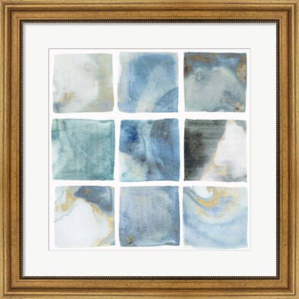 Framed Indigo Squares II Print