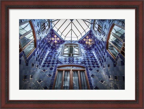 Framed Barcelona blue 2 Print