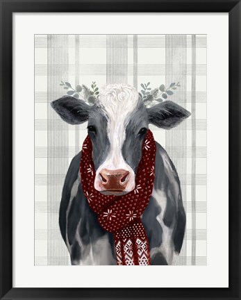 Framed Yuletide Cow II Print