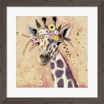 Framed Klimt Giraffe I Print