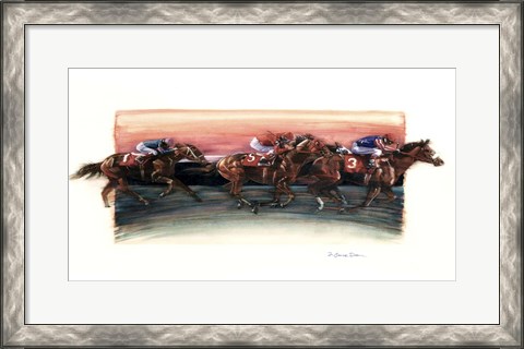 Framed Horse Race Print