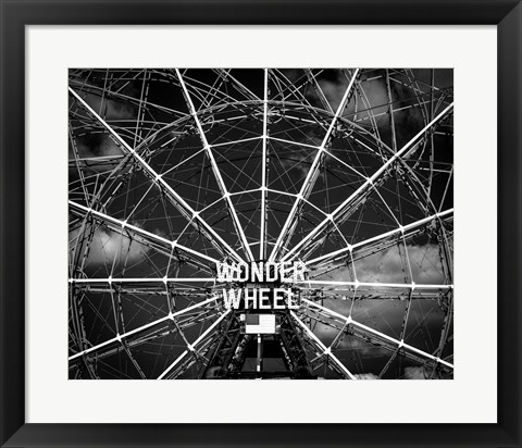 Framed Wonder wheel  New York Black/White Print