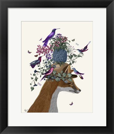 Framed Fox Birdkeeper with Pineapple Print