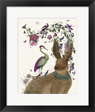 Framed Hare Birdkeeper and Heron Print