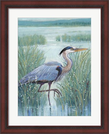 Framed Wetland Heron I Print
