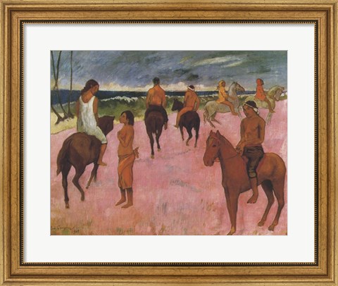 Framed Riders on the Beach, 1902 Print