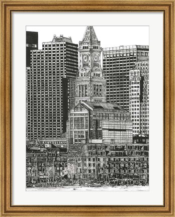 Framed B&amp;W Us Cityscape-Boston Print