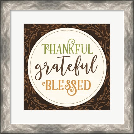 Framed Thankful Grateful Blessed Print