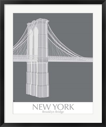 Framed New York Brooklyn Bridge Monochrome Print