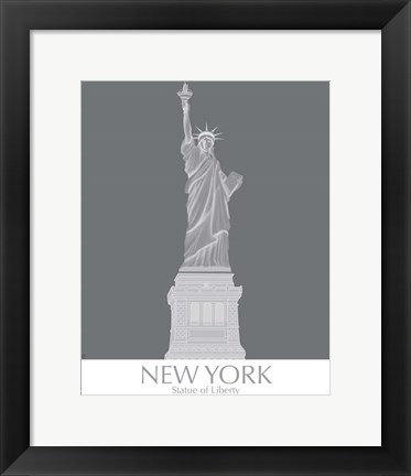 Framed New York Statue of Liberty Monochrome Print