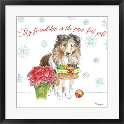 Framed Holiday Paws III Print