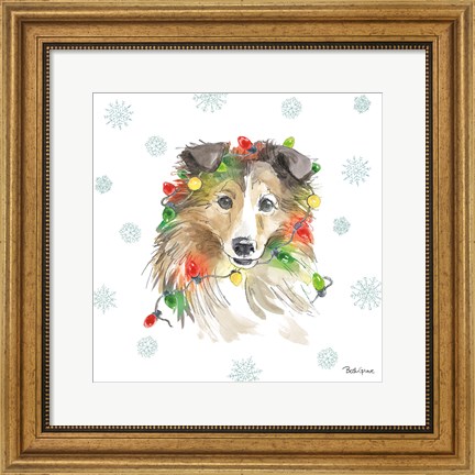 Framed Holiday Paws IX Print