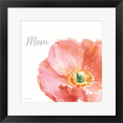 Framed Garden Poppy Flipped on White Crop II Mom Print