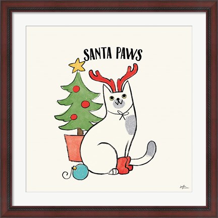 Framed Santa Paws V Print