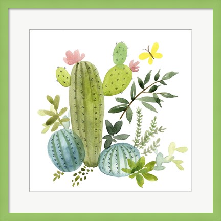 Framed Happy Cactus I Print