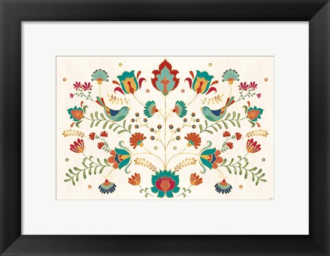 Framed Folk Floral I Print