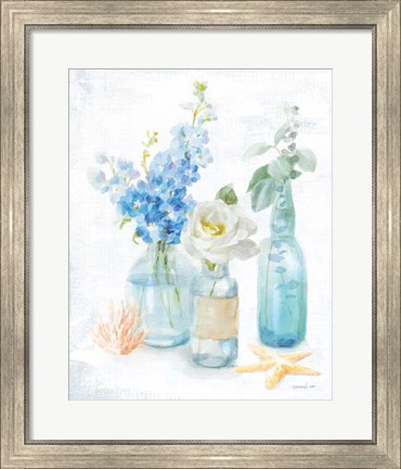 Framed Beach Cottage Florals II Print