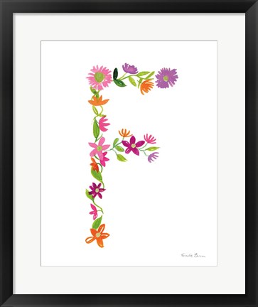 Framed Floral Alphabet Letter VI Print