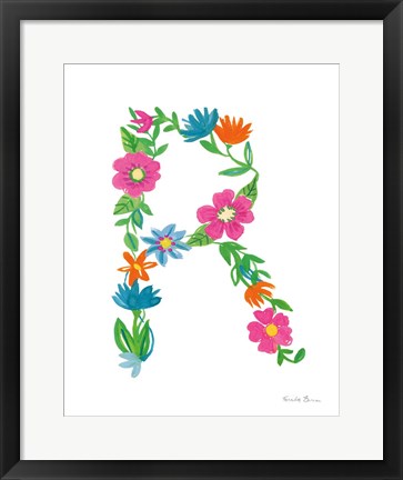 Framed Floral Alphabet Letter XVIII Print