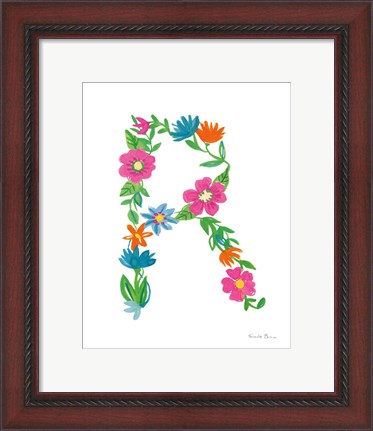 Framed Floral Alphabet Letter XVIII Print