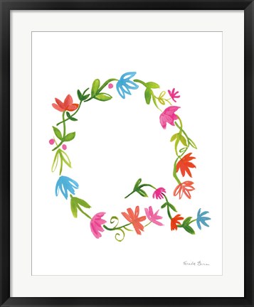 Framed Floral Alphabet Letter XVII Print