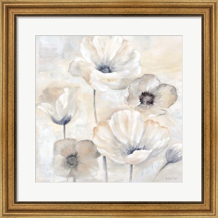 Framed Gray Poppy Garden I Print