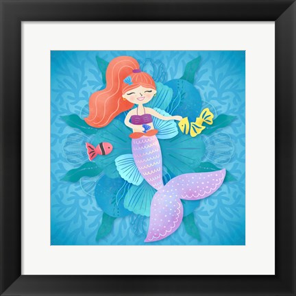 Framed Mermaid Red Hair Print