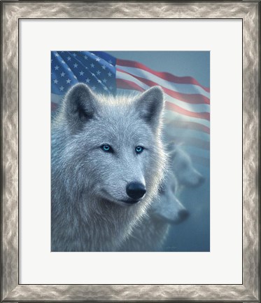 Framed Arctic Wolves America Print