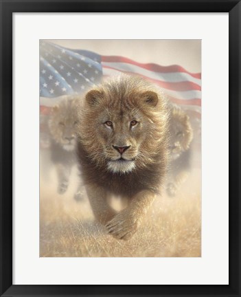 Framed Running Lions America Print